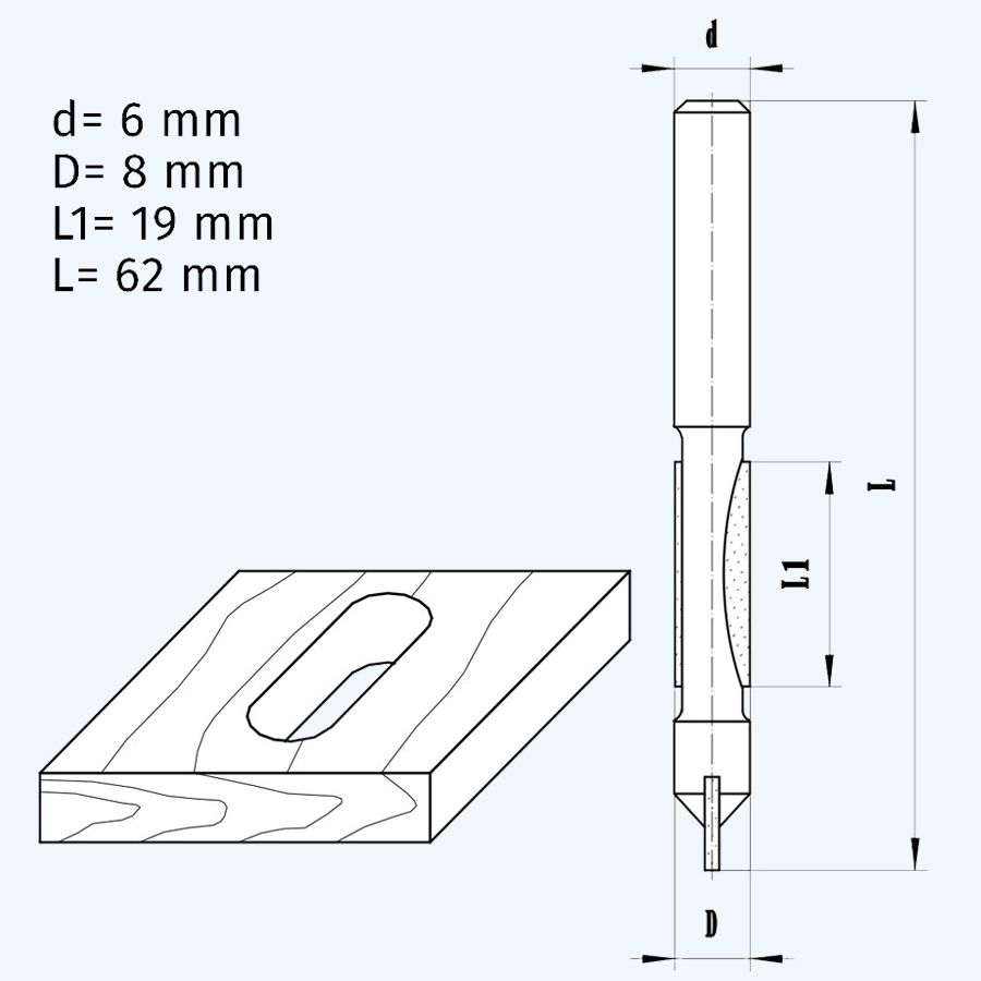 HM kopieerfrees 8mm / 6 mm schacht