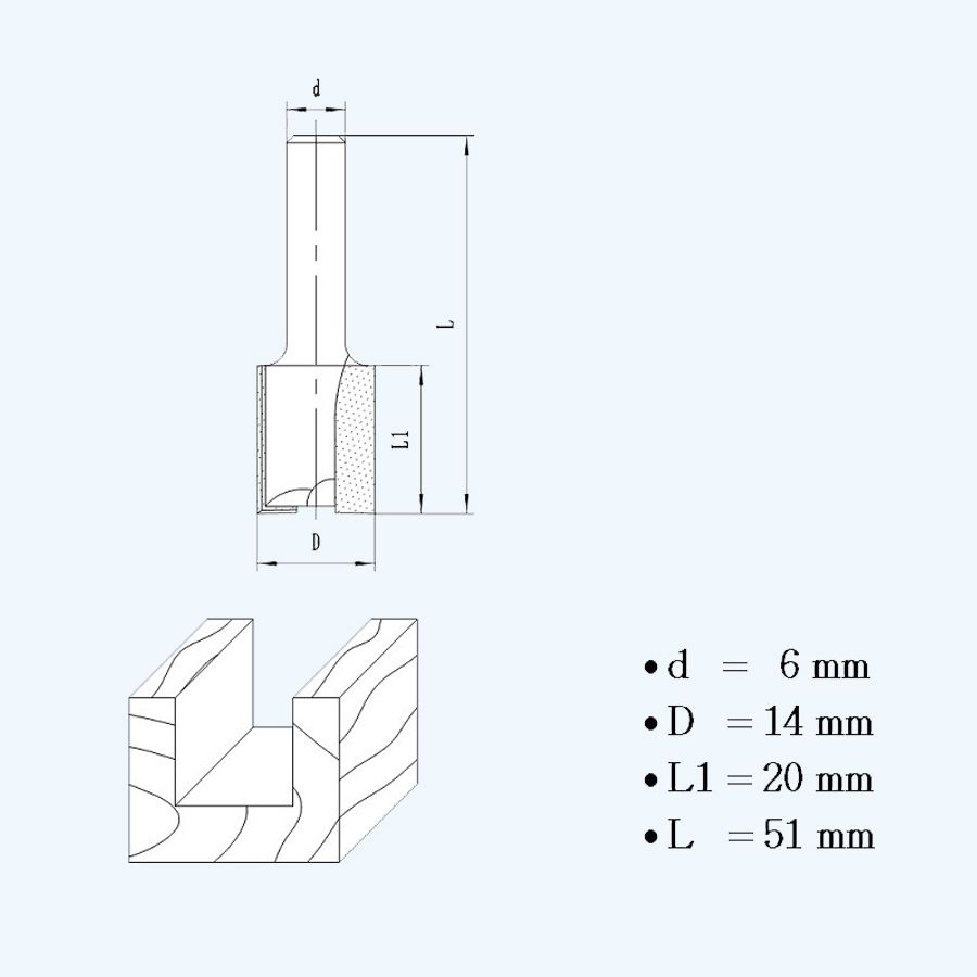 HM groeffrees 14 mm / 6 mm schacht HM groeffrees 14 mm / 6 mm schacht